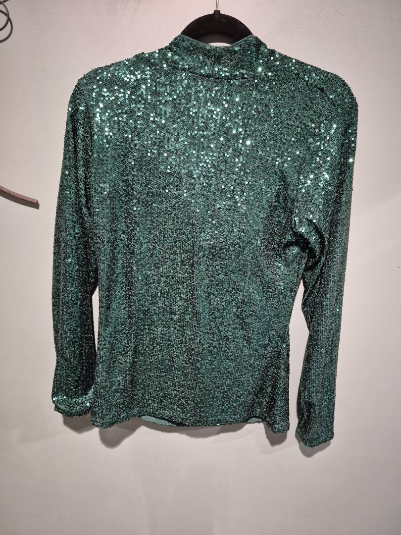 Green Boston Proper Sequined Shirt, M