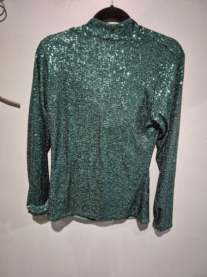 Green Boston Proper Sequined Shirt, M