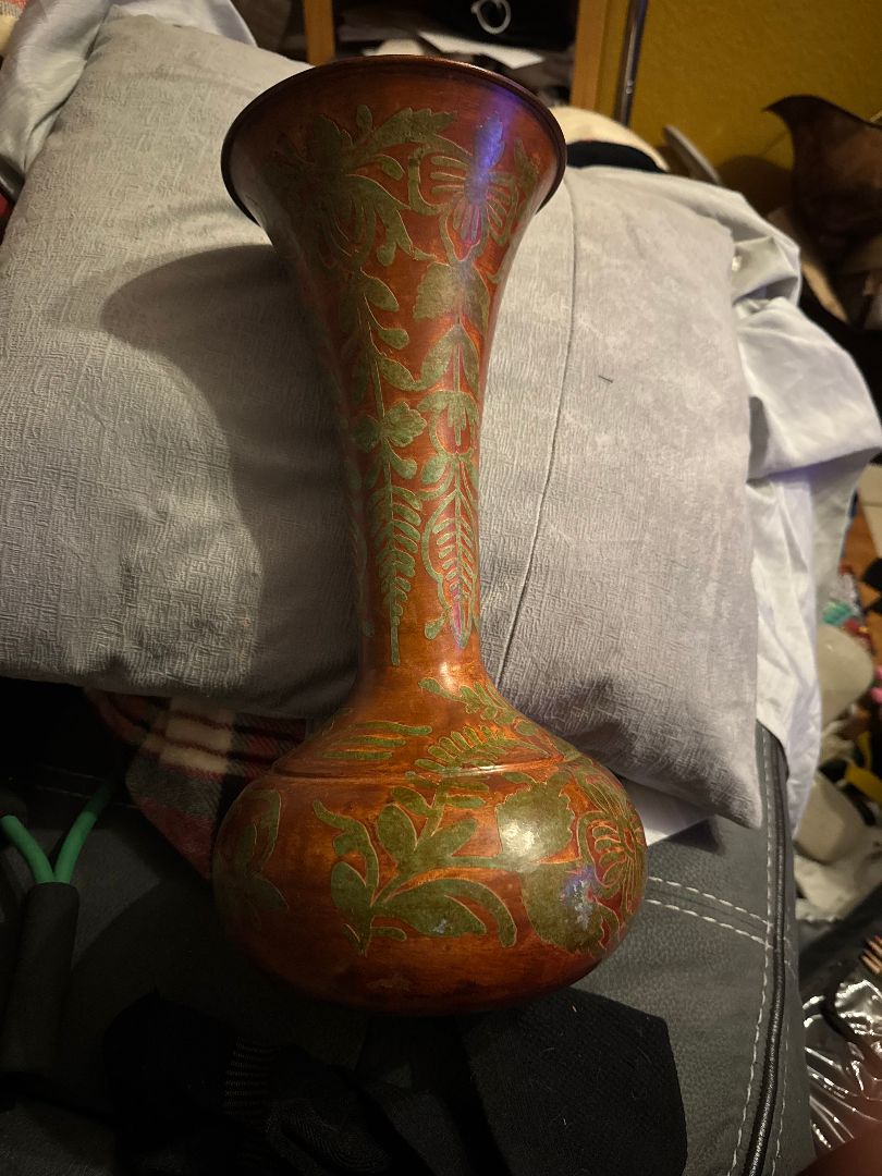 Red Hand-Painted Vase