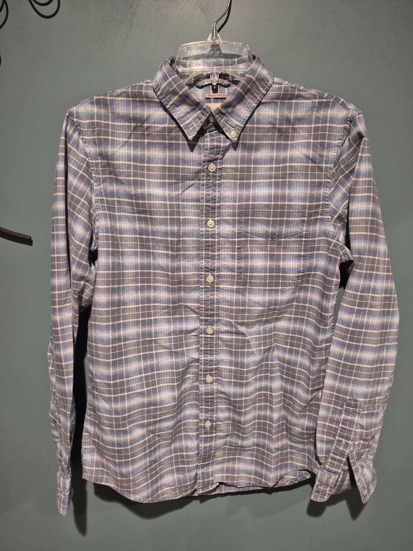 Blue/Grey Plaid Ralph Lauren Long Sleeve Button Shirt, S/P