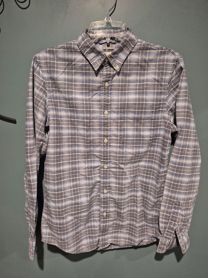 Blue/Grey Plaid Ralph Lauren Long Sleeve Button Shirt, S/P