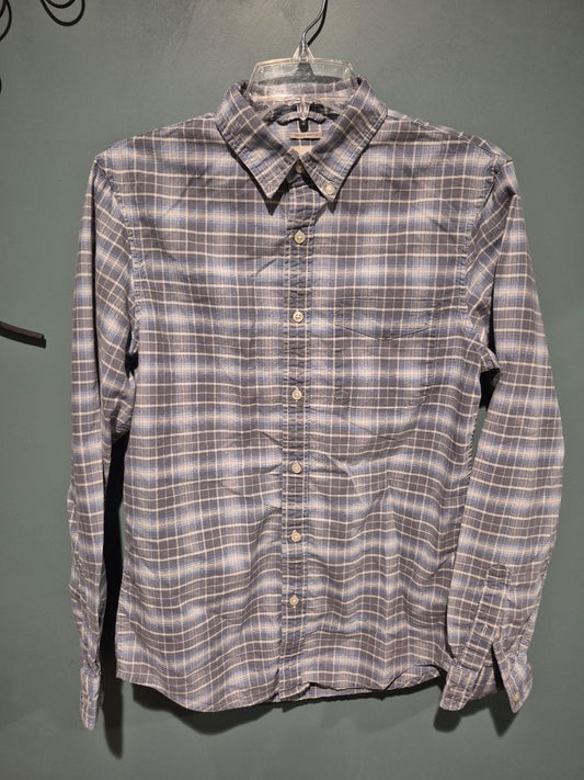 Blue/Grey Plaid Ralph Lauren Long Sleeve Button Shirt, S/P