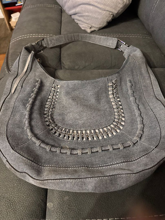 Aimee Kestenberg Grey Denim Leather Purse