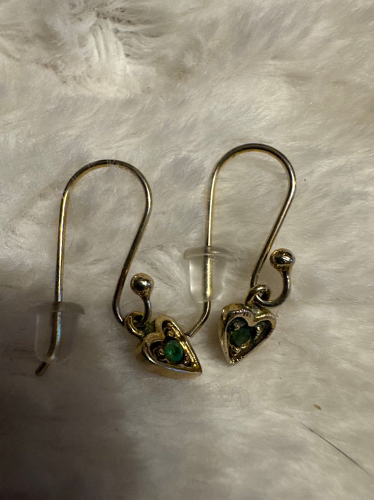 925GP Emrald Heart Drop Earrings