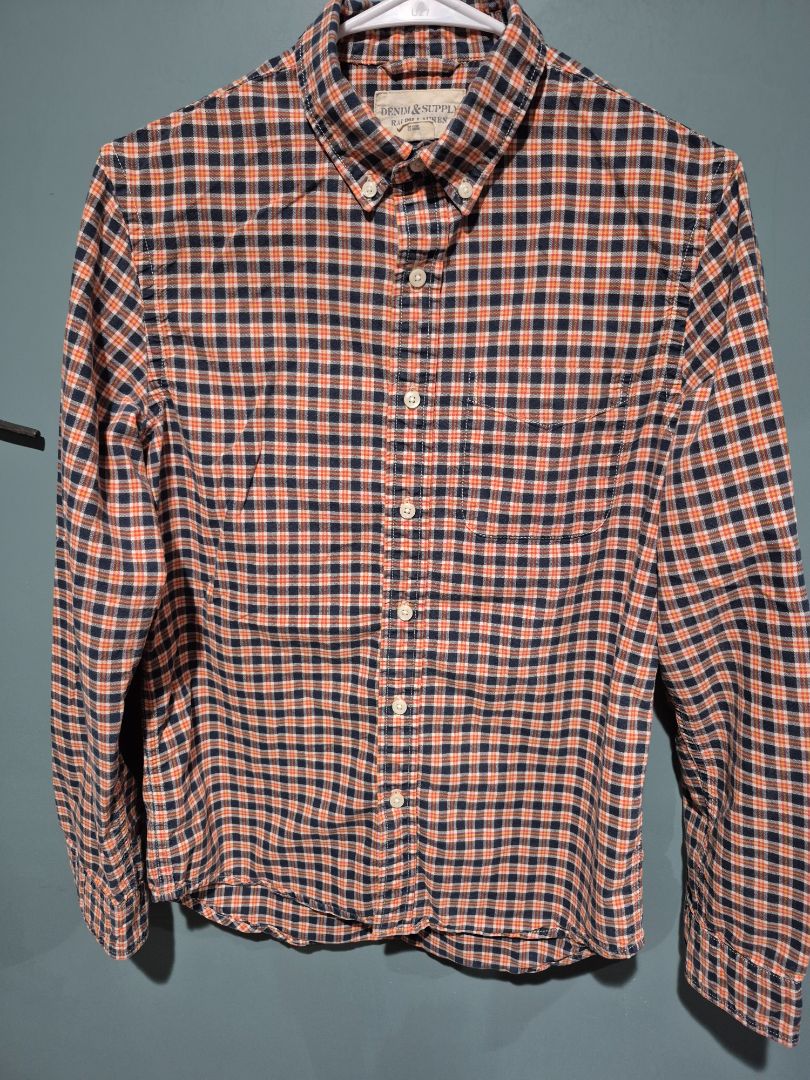 Red/Blue Plaid Ralph Lauren Long Sleeve Button Shirt, S/P