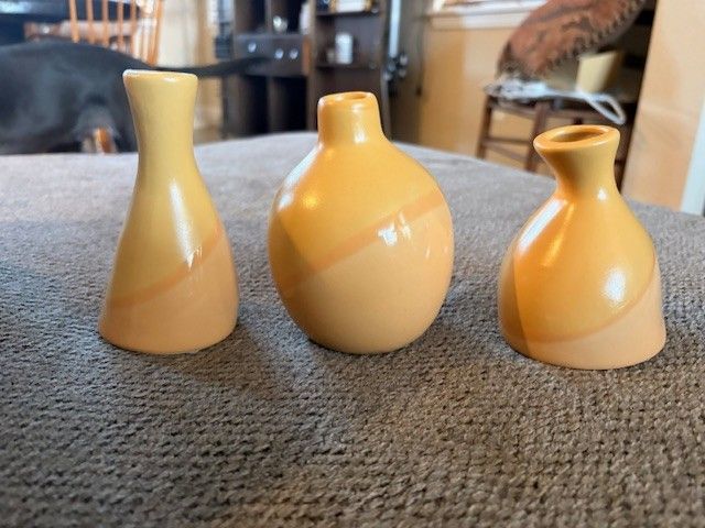 Set of 3 Yellow vase set - 2 toned