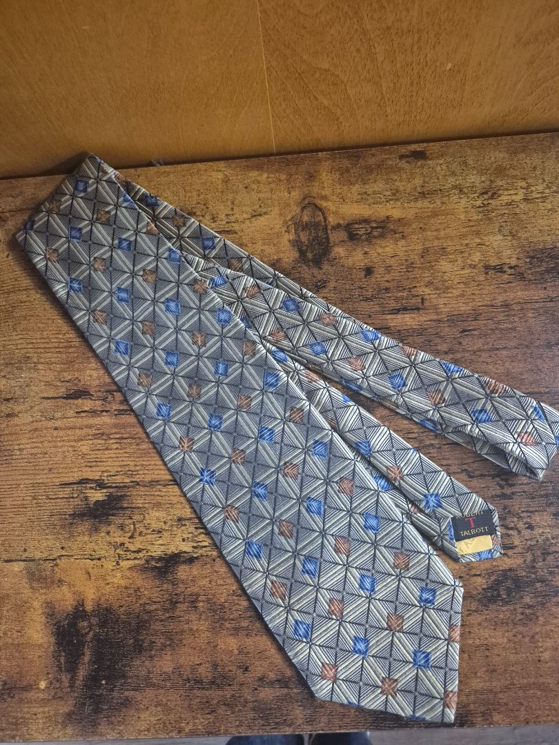 Tan w/Blue & Brown Diamonds Robert Talbott Tie