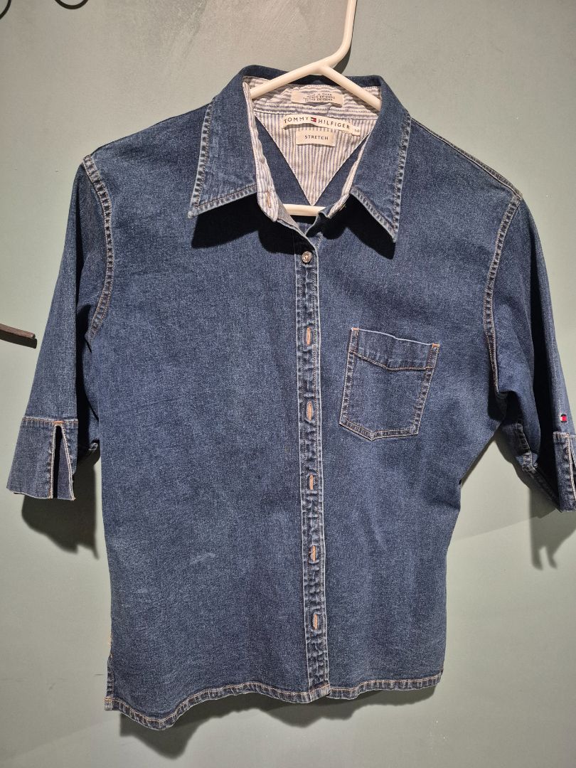 Denim Tommy Hilfinger Short Sleeve Button Shirt, 14