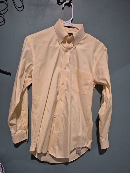 Yellow Lands' End Long Sleeve Button Shirt, 14 1/2 - 32