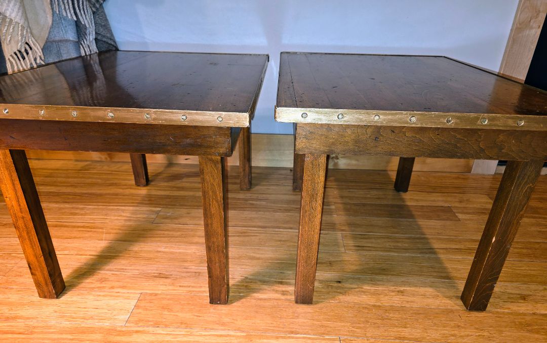 Set 2 vintage side tables, 20" x 28" & 17.5" tall
