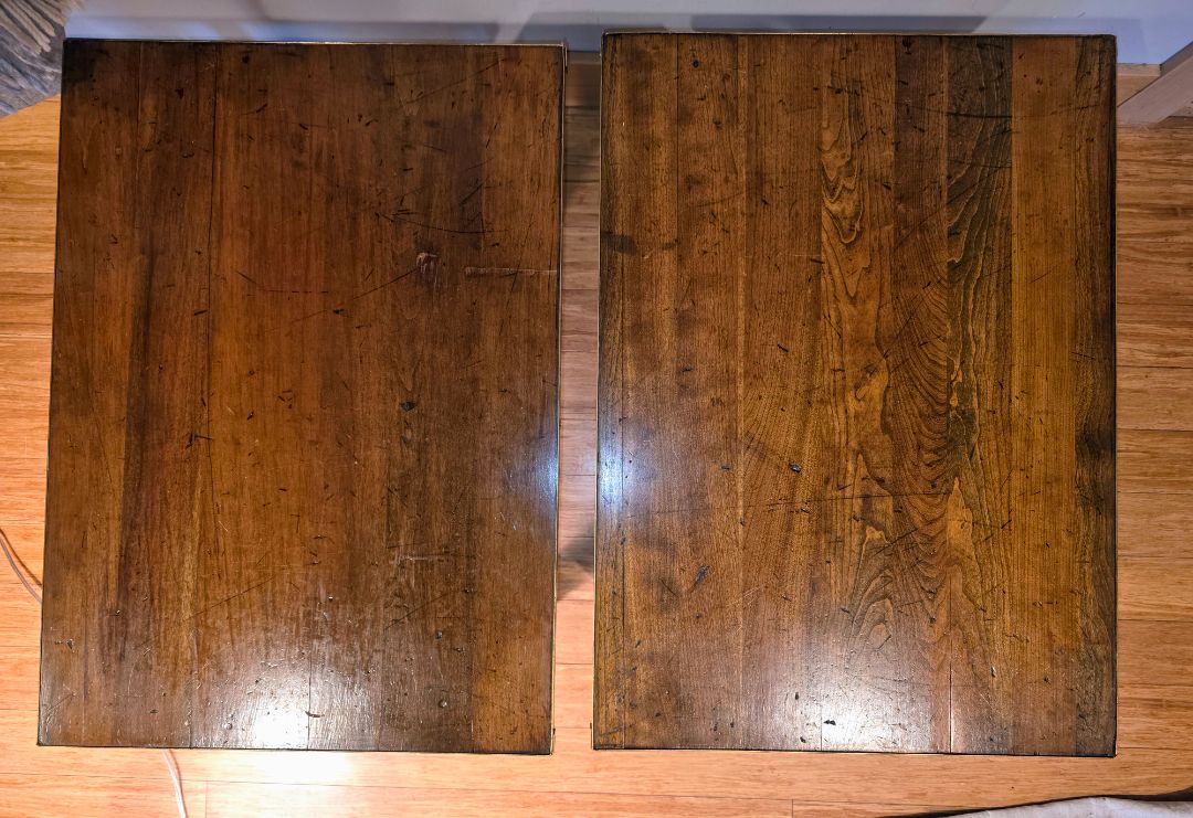 Set 2 vintage side tables, 20" x 28" & 17.5" tall