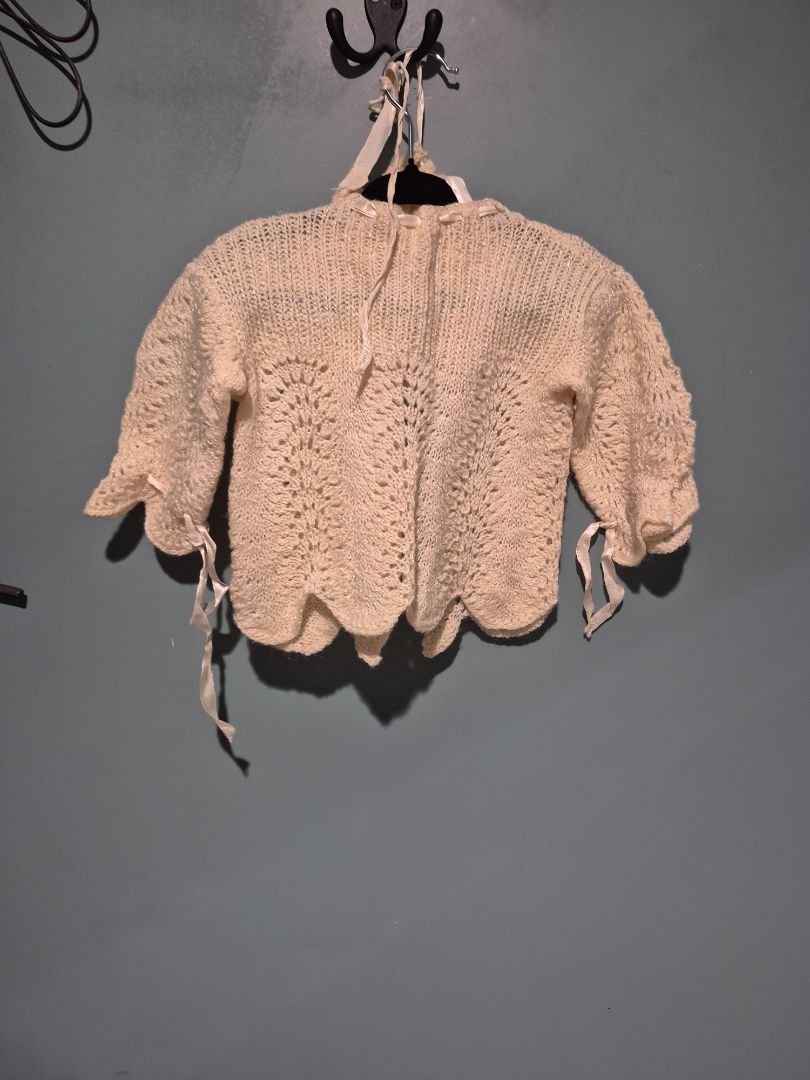 Ivory  Vintage Baby Cardigan w/Hat