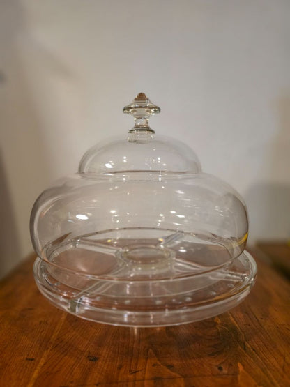 Vintage cake stand with lid, 12" dia