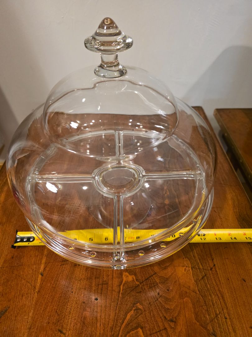 Vintage cake stand with lid, 12" dia