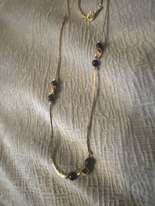 Amway Gold & Black Bead Necklace