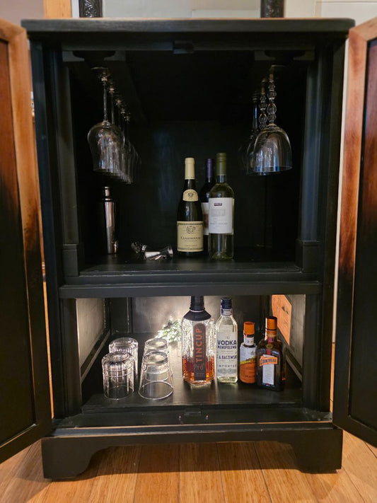 Antique Radio Cabinet to WineBar, 22.5"x 26" & 39" tall