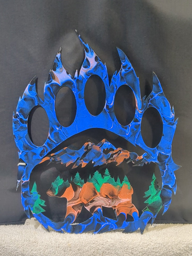 Blue and Cooper Luminous Creations Acrylic Poured Bear Claw, 10 inches by 10 inches