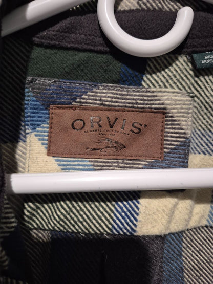 Blue & Forest Plaid Orvis Button Down Shirt, LG