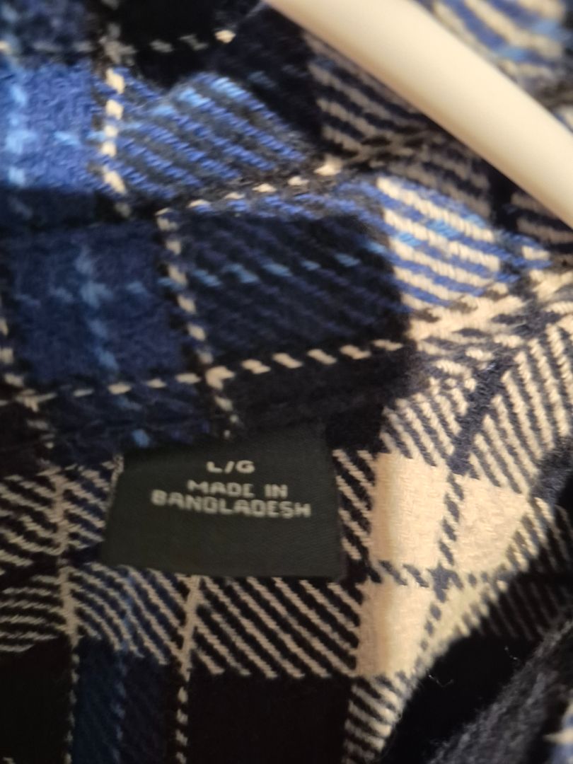 Blue & White Plaid Orvis Button Down Shirt, LG