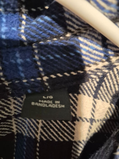 Blue & White Plaid Orvis Button Down Shirt, LG
