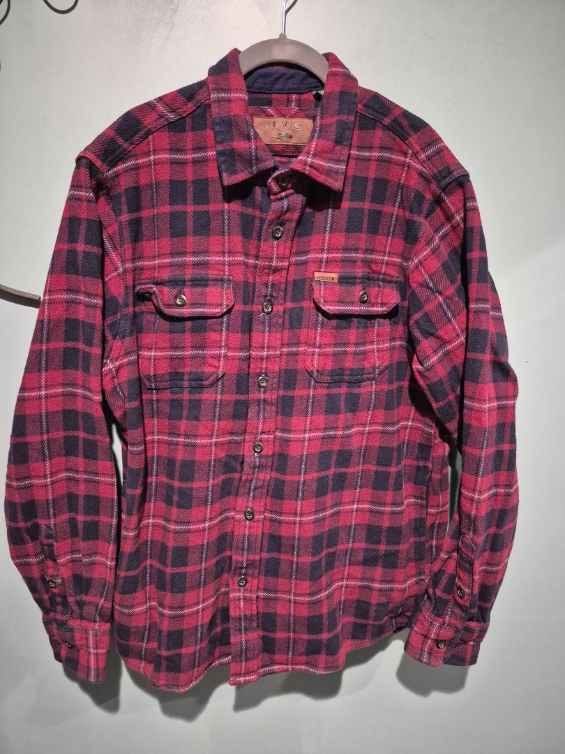 Red & Navy Plaid Orvis Button Down Shirt, LG
