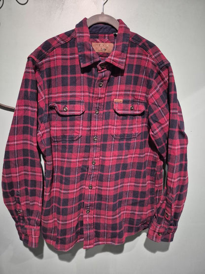 Red & Navy Plaid Orvis Button Down Shirt, LG