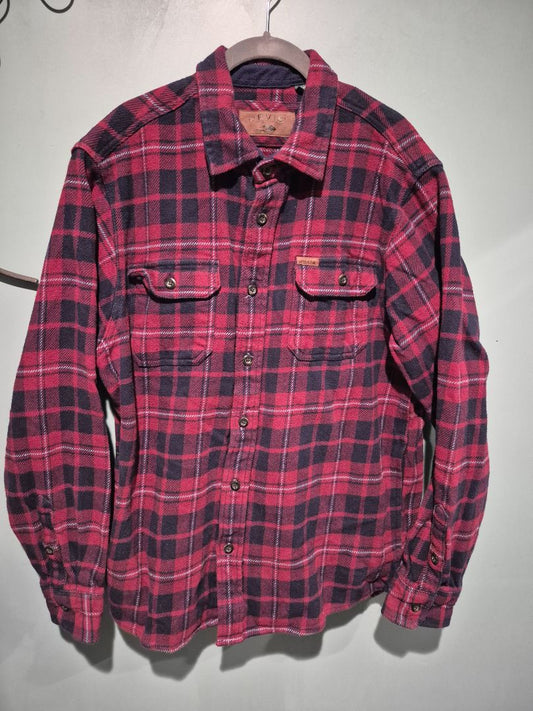 Red & Navy Plaid Orvis Button Down Shirt, LG
