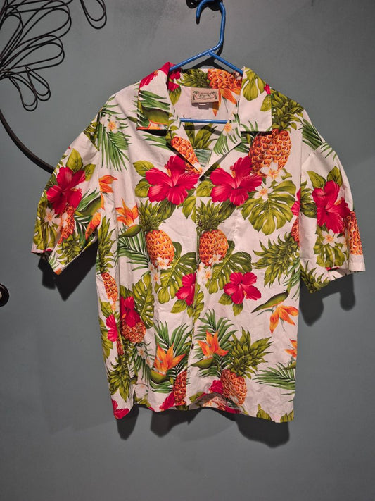 Floral E & K Hawiian Shirt, 2XL