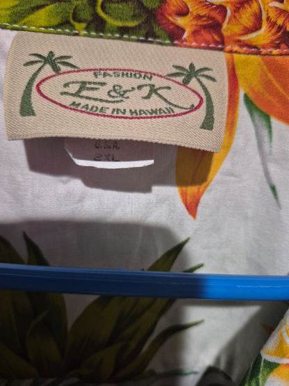 Floral E & K Hawiian Shirt, 2XL