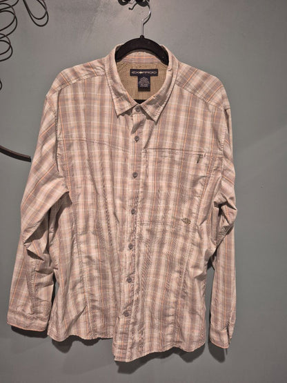 Green Plaid Exofficio Long Sleeve Button Shirt, XXL