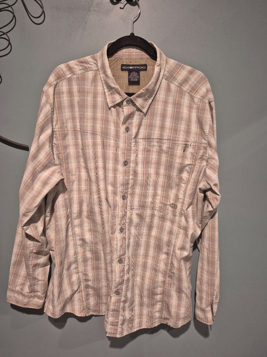 Green Plaid Exofficio Long Sleeve Button Shirt, XXL