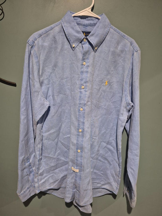 Ralph Lauren Long Sleeve Button Shirt, M, Blue