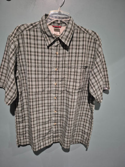 Green Plaid The North Face Short Sleeve Shirt, M