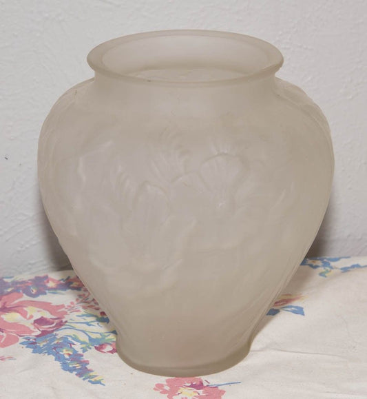 Antique Frosted Vase  9 in tall LR, 9 inches