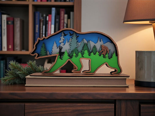 Bear Multi-Layer Silhouette, 6 1/2 Inches Tall x 12 1/2 Inches Wide