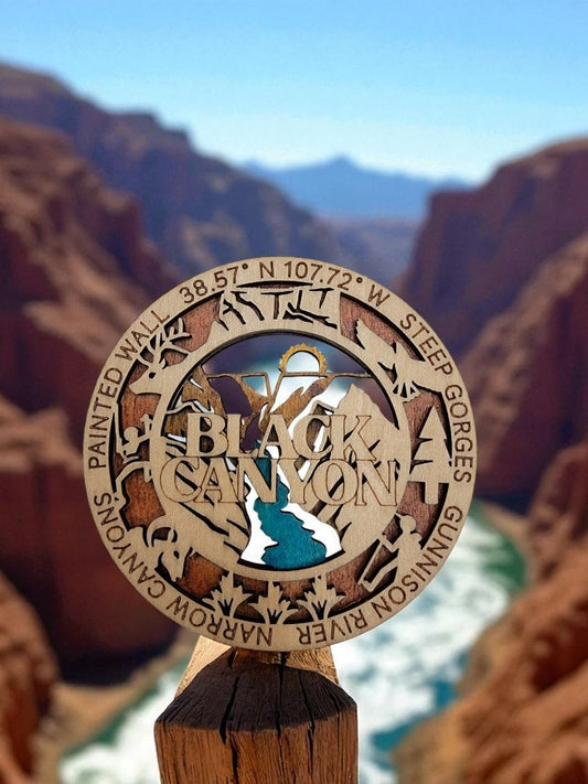 Wooden Black Canyon of the Gunnison Magnet, 3 Inches Round