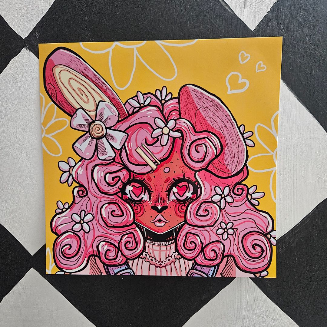 Bunny girl- Print, 8.5x8.5 inch