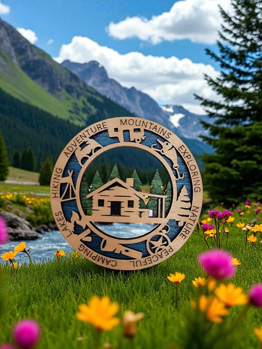 Wood Cabin in the Woods Magnet, 3 Inches Round