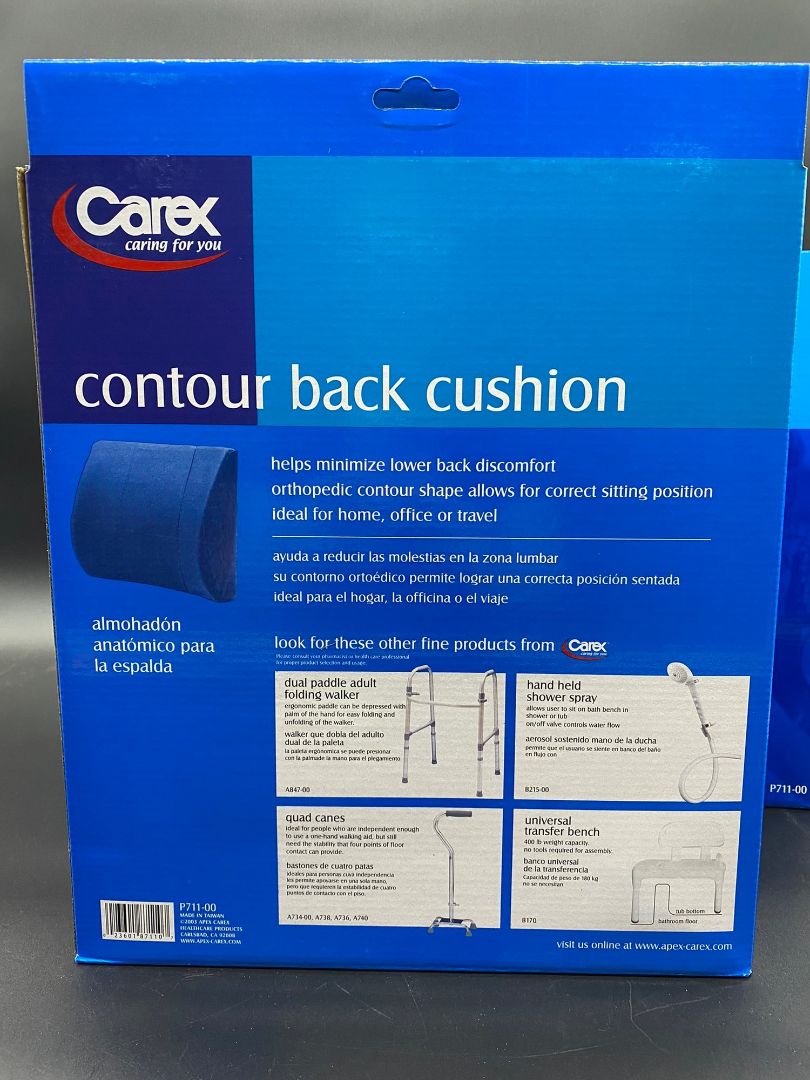 Blue Carex NIB Carex Memory Foam Lumbar Support Pillow NIB, 9.2" x 1" x 11.8"