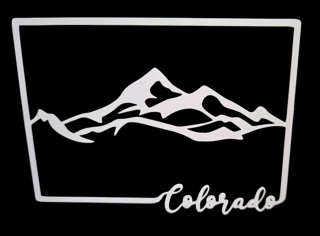 White  Colorado State Mountains Vinyl Sticker