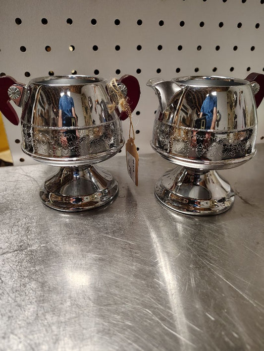 Chrome Cream and Sugarw/red Bakelite