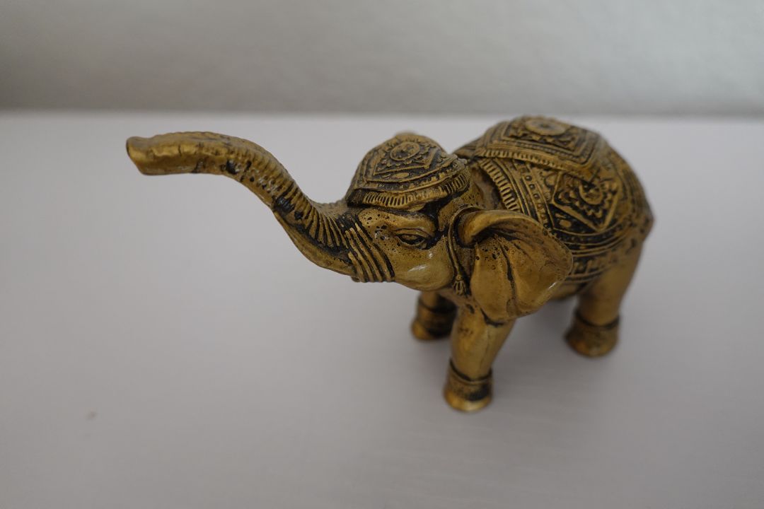 Bronze Feng Shui Import Bronze Colored Feng Shui Elephant, 2" high x 4" wide (trunk to tail)