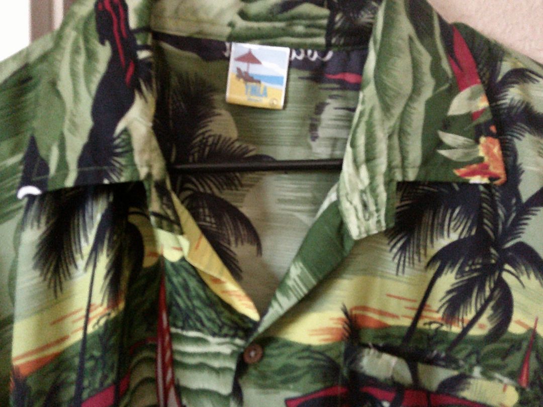 GREEN PALMS  Hawaiian Shirt, L