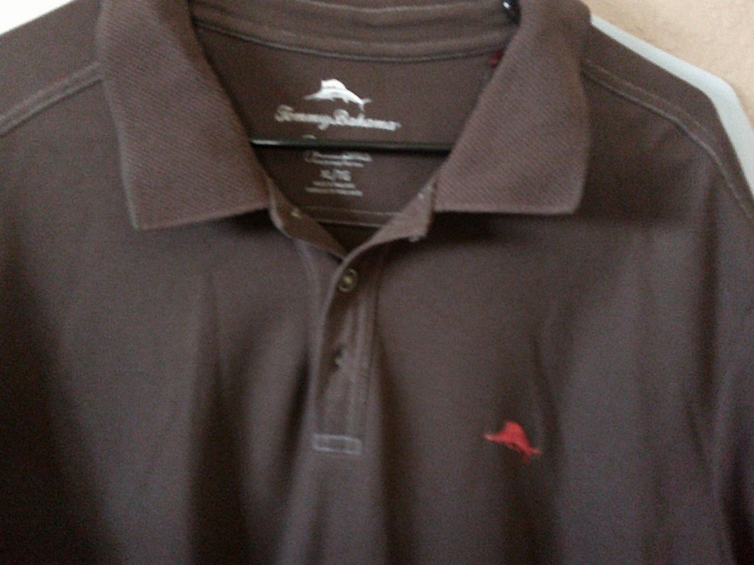 BROWN  Tommy Bahama Shirt- COLLAR, XL