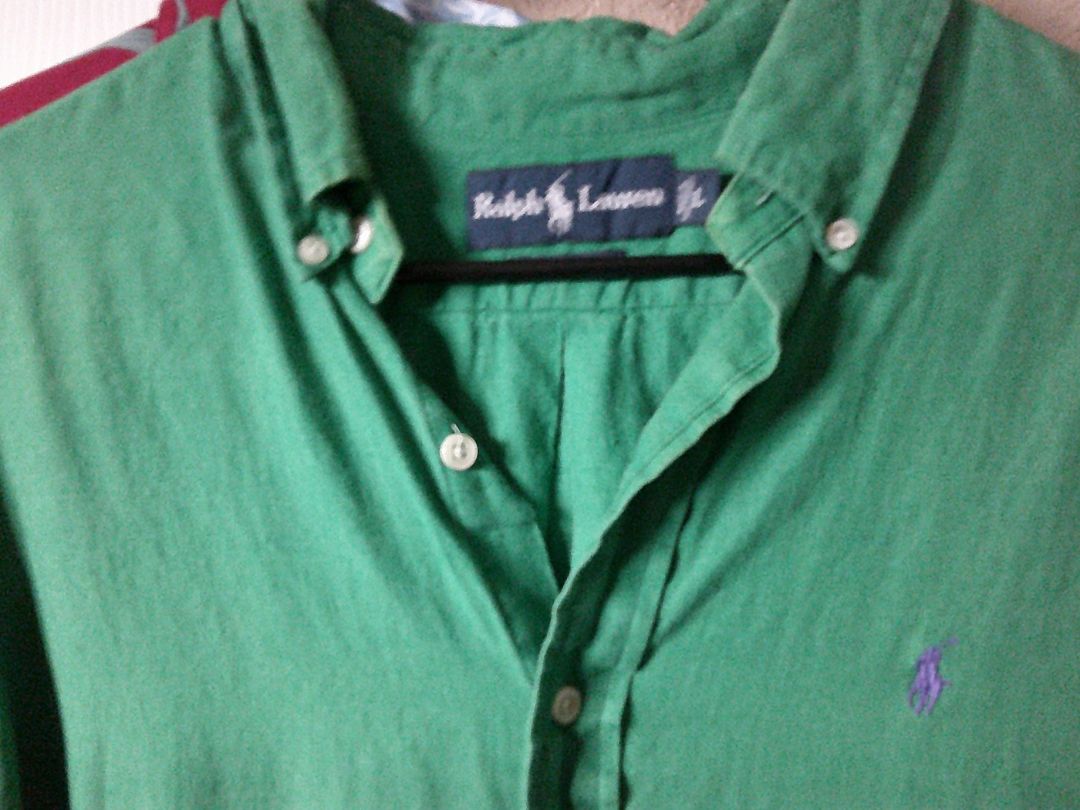 RALPH LAUREN GREEN LINEN SHIRT, Large