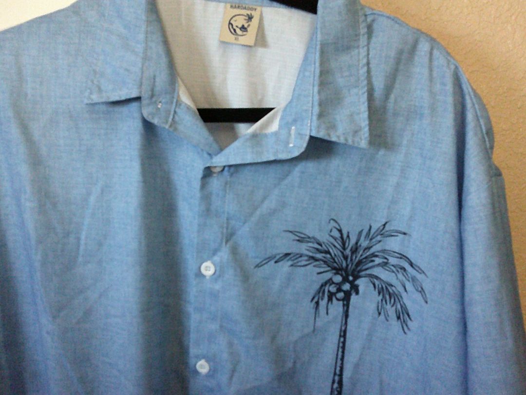 Hawaiian Shirt  HARD DADDY  BLUE PALMS XL