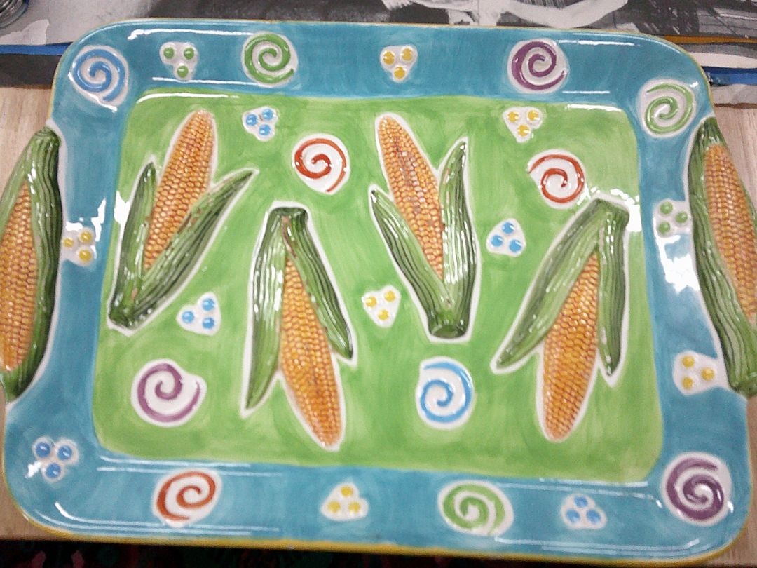 PLATTER- CORN MOTIF