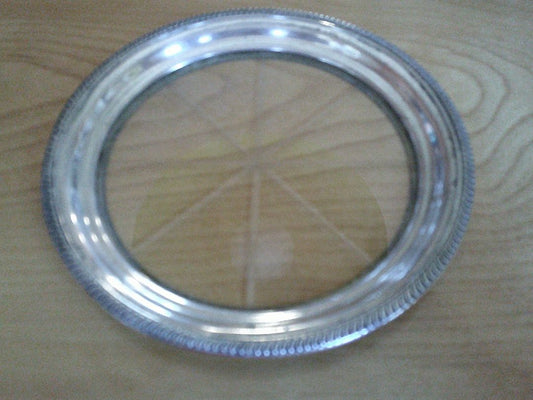 SILVER AND CUT GLASS WINE COASTER