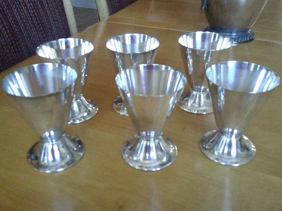 SILVERPLATE- PAIRPOINT- 6 CORDIAL /SHOT CUP- 30'S