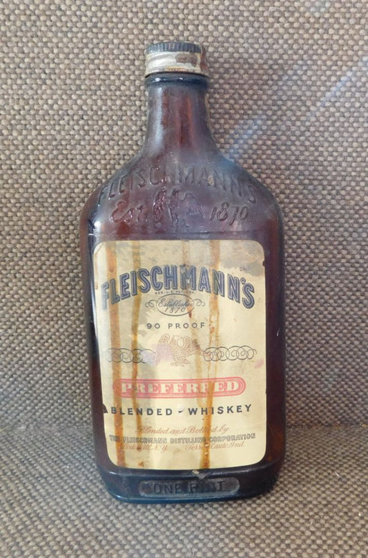 Empty Fleischmann's Whiskey Bottle